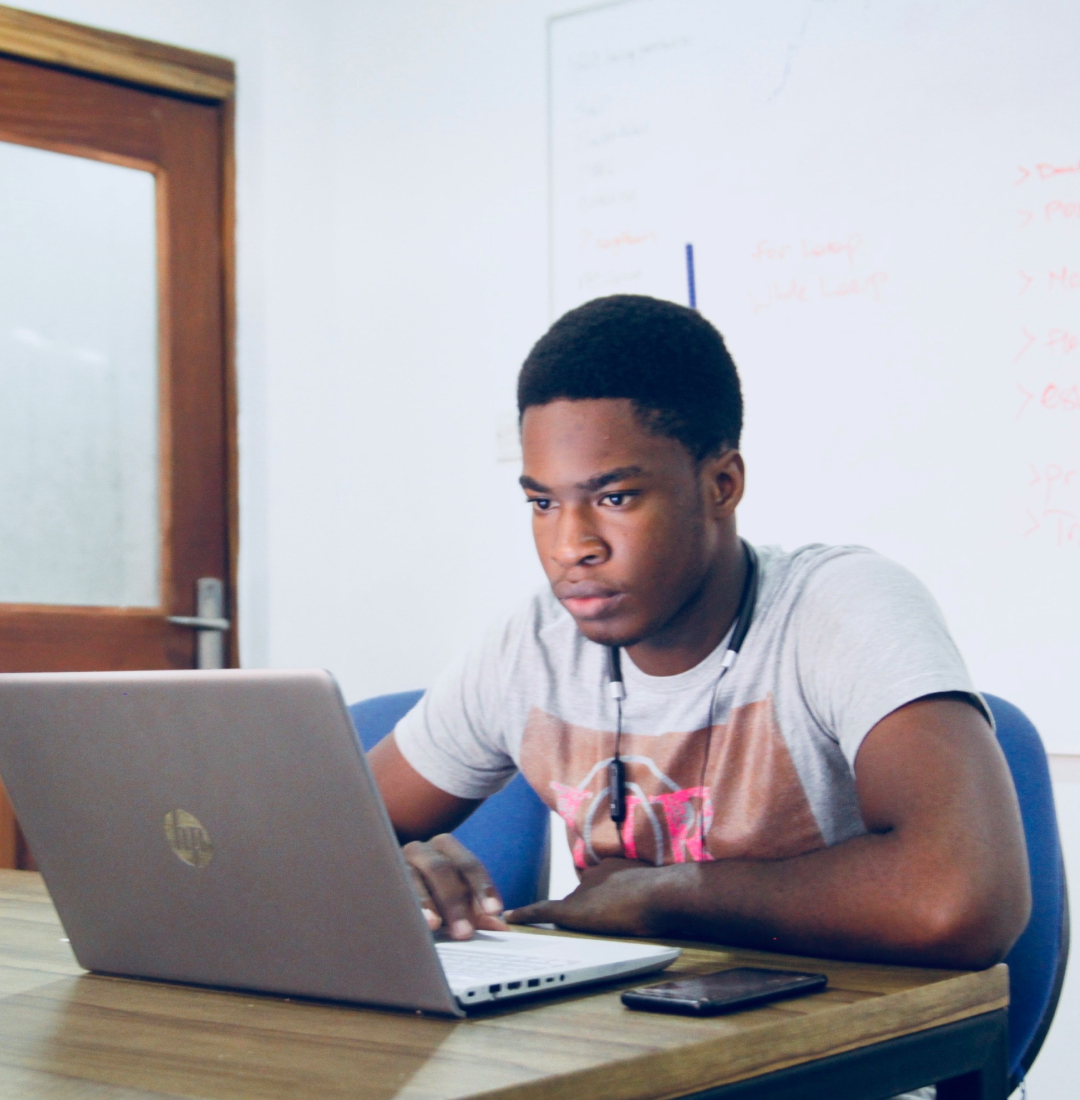 Man sat working on a laptop