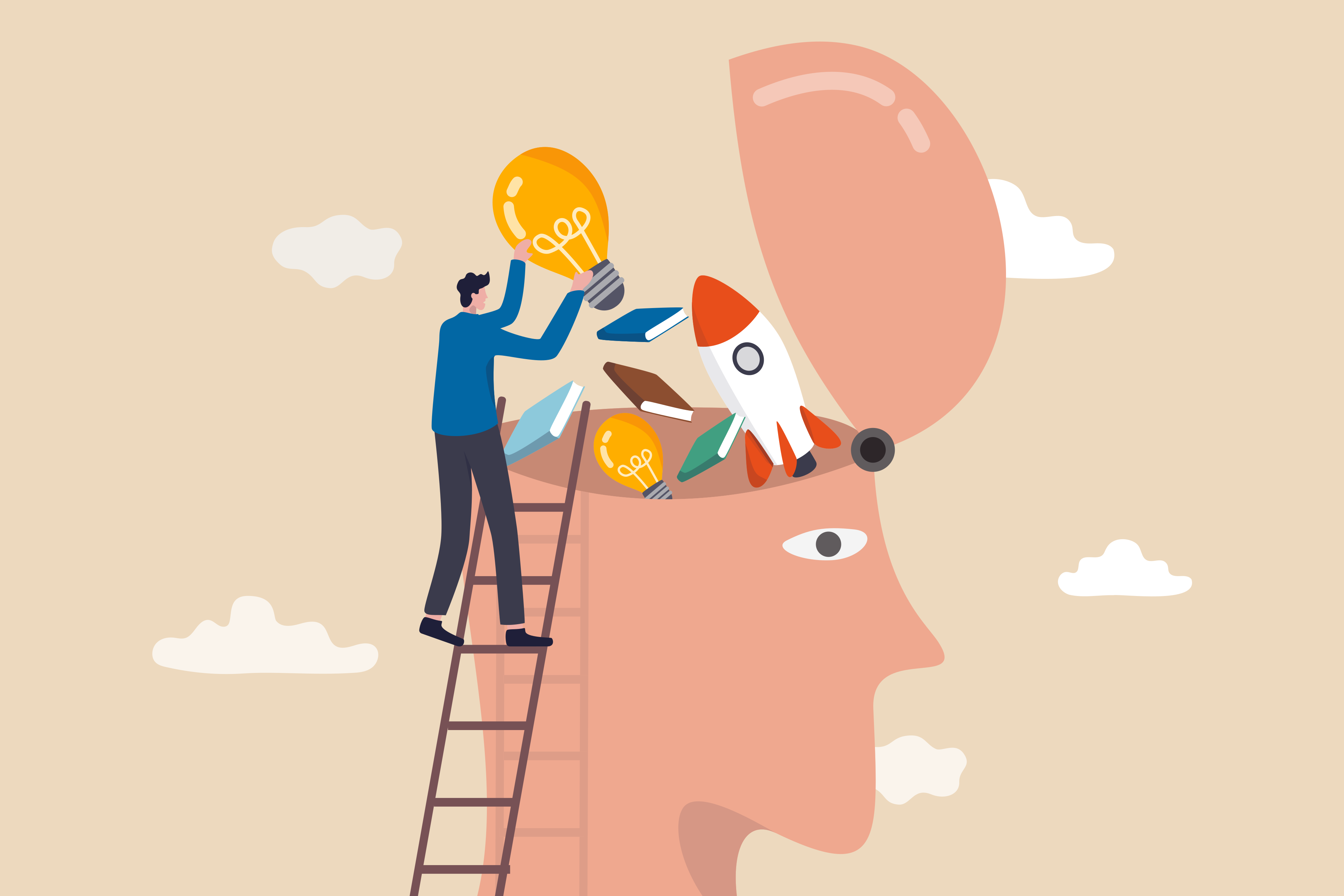 Illustration representing different skills in persons head